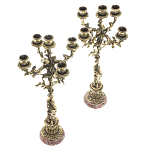 Подсвечники из бронзы на 10 свечей на подставке из камня креноид Stone Candlestick варинант исполнения - 2 | Loft Concept в Екатеринбурге