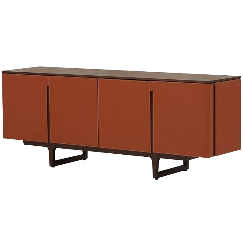 Комод с декором из кожи Orange Leather Chest of Drawers Оранжевый Коричневый Комод с декором из кожи Orange Leather Chest of Drawers Оранжевый Коричневый в Екатеринбурге | Loft Concept