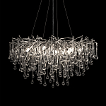 Люстра подвесная с прозрачными стеклянными подвесками в форме капель Диаметр 80 см Droplet Chandelier варинант исполнения - 6 | Loft Concept в Екатеринбурге