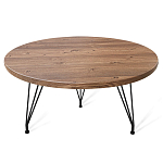 Стол журнальный c коричневой круглой столешницей на трех металлических ножках Charm Coffee Table варинант исполнения - 1 | Loft Concept в Екатеринбурге