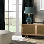 Настольная лампа с коническим дымчато-зелёным абажуром из искусственного шёлка Quintiesse варинант исполнения - 3 | Loft Concept в Екатеринбурге