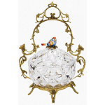 Конфетница с бронзовой ручкой и фарфоровой птичкой на крышке Eden Garden варинант исполнения - 1 | Loft Concept в Екатеринбурге