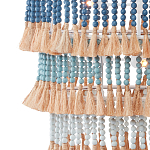 Люстра трехъярусная с декором из круглых деревянных бусин с кисточками Blue Wooden Beads Chandelier варинант исполнения - 2 | Loft Concept в Екатеринбурге