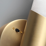 Бра с вытянутым цилиндрическим плафоном из белого алебастра на круглом основании Латунь Cryptocrystalline Stone варинант исполнения - 3 | Loft Concept в Екатеринбурге