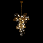 Люстра подвесная вытянутой формы с плафонами из стекла и металла с двумя вертикальными подвесками Gilded Mirage  варинант исполнения - 3 | Loft Concept в Екатеринбурге