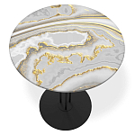 Стол журнальный с круглой столешницей из стекла Gray and Gold Marble варинант исполнения - 2 | Loft Concept в Екатеринбурге