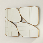 Зеркало в ассиметричной раме золотистого цвета Chaotic варинант исполнения - 3 | Loft Concept в Екатеринбурге