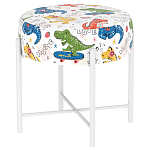 Пуф детский круглый с принтом на 4-х белых ножках Dinosaurs CHILDHOOD варинант исполнения - 1 | Loft Concept в Екатеринбурге