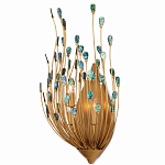 Бра настенное золотое с декором из бирюзовых элементов Peacock Tail варинант исполнения - 2 | Loft Concept в Екатеринбурге