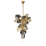 Люстра подвесная вытянутой формы с плафонами из стекла и металла с двумя вертикальными подвесками Gilded Mirage  варинант исполнения - 2 | Loft Concept в Екатеринбурге