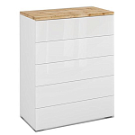 Комод с белым глянцевым фасадом с 5-ю ящиками Grace of Furniture  варинант исполнения - 1 | Loft Concept в Екатеринбурге