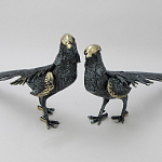 Статуэтка бронзовая пара Фазаны синие Bronze Birds варинант исполнения - 4 | Loft Concept в Екатеринбурге