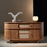 Дизайнерский комод овальный с фактурным фасадом и вставками из плетеных элементов Ambar варинант исполнения - 1 | Loft Concept в Екатеринбурге