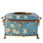 Салфетница прямоугольная голубого цвета с цветами и бабочками Blue Garden варинант исполнения - 1 | Loft Concept в Екатеринбурге