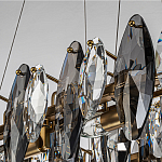 Люстра подвесная с овальными подвесками из стекла дымчатого цвета Harlow Crystal Round варинант исполнения - 3 | Loft Concept в Екатеринбурге