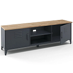 ТВ-тумба из металла и столешницей из массива дуба Metal Wood TV-Stand варинант исполнения - 3 | Loft Concept в Екатеринбурге