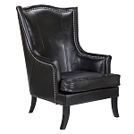 Кресло из натуральной кожи на 4-х деревянных ножках из массива бука Daniel Leather Armchair black варинант исполнения - 1 | Loft Concept в Екатеринбурге