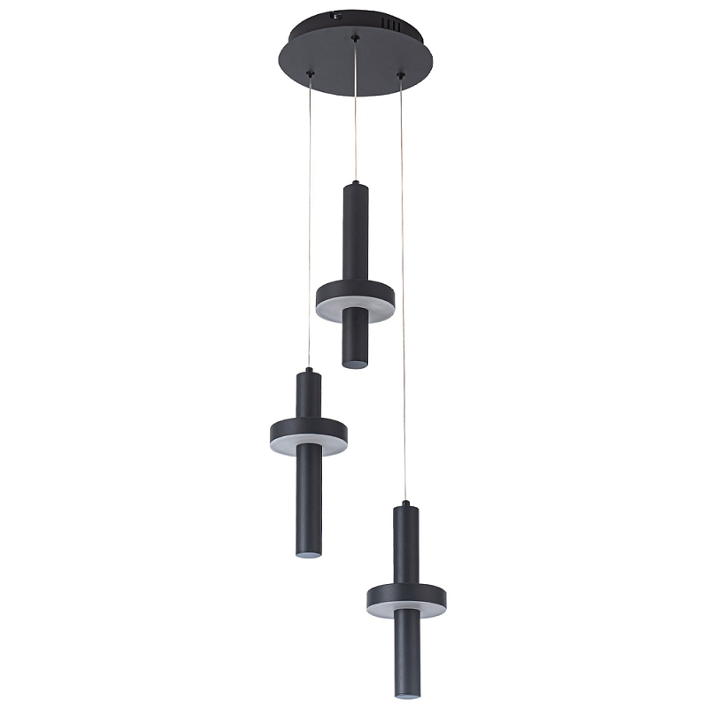 Каскадный светильник с 3-мя плафонами Flos Black Metal Acrylic Trio Hanging Lamp Черный Каскадный светильник с 3-мя плафонами Flos Black Metal Acrylic Trio Hanging Lamp Черный в Екатеринбурге | Loft Concept