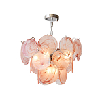 Люстра с каскадом из круглых розовых стеклянных дисков Pink Light Waterfall варинант исполнения - 2 | Loft Concept в Екатеринбурге