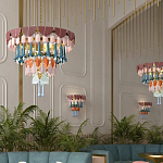 Люстра круглая с декором из разноцветных элементов в виде листьев Changing Seasons варинант исполнения - 12 | Loft Concept в Екатеринбурге