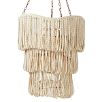 Трехъярусная люстра с подвесками из круглых деревянных бусин белая White Beads Three-tier Chandelier  варинант исполнения - 1 | Loft Concept в Екатеринбурге