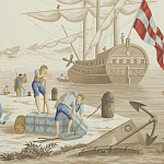 Обои ручная роспись Views of Italy Azure on Sepia варинант исполнения - 1 | Loft Concept в Екатеринбурге