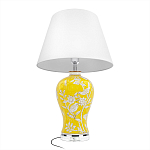 Настольная лампа желтая с изображением белых птиц Flight Among Acacia варинант исполнения - 3 | Loft Concept в Екатеринбурге