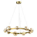 Люстра подвесная светодиодная с 9-ю круглыми плафонами коньячного цвета Iona Chandelier Brass  варинант исполнения - 1 | Loft Concept в Екатеринбурге