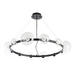 Люстра подвесная круглая с 12-ю прозрачными куполообразными плафонами и черным металлическим основанием Flos Wireline Lighting варинант исполнения - 2 | Loft Concept в Екатеринбурге