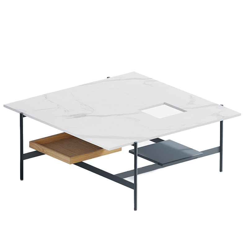 Karat журнальный столик с съемным подносом Графит Белый Мрамор Bianco в Екатеринбурге | Loft Concept 