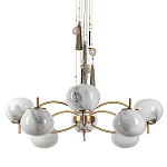 Люстра подвесная с 8-ю шарообразными плафонами из белого стекла с подвесками из камня и кисточками Agatelle варинант исполнения - 1 | Loft Concept в Екатеринбурге