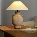 Настольная лампа керамическая с ручками и тканевым абажуром Eastern Tale варинант исполнения - 1 | Loft Concept в Екатеринбурге