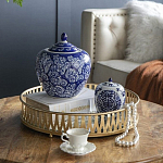 Ваза округлой формы с синей росписью и цветочным узором Blue & White Ornament варинант исполнения - 7 | Loft Concept в Екатеринбурге