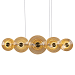 Люстра подвесная светодиодная со стеклянными плафонами янтарного цвета в форме дисков Savio Glass Disc варинант исполнения - 1 | Loft Concept в Екатеринбурге