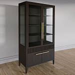 Витрина Primo со стеклянными фасадами и буфетом шпон Темный орех варинант исполнения - 3 | Loft Concept в Екатеринбурге