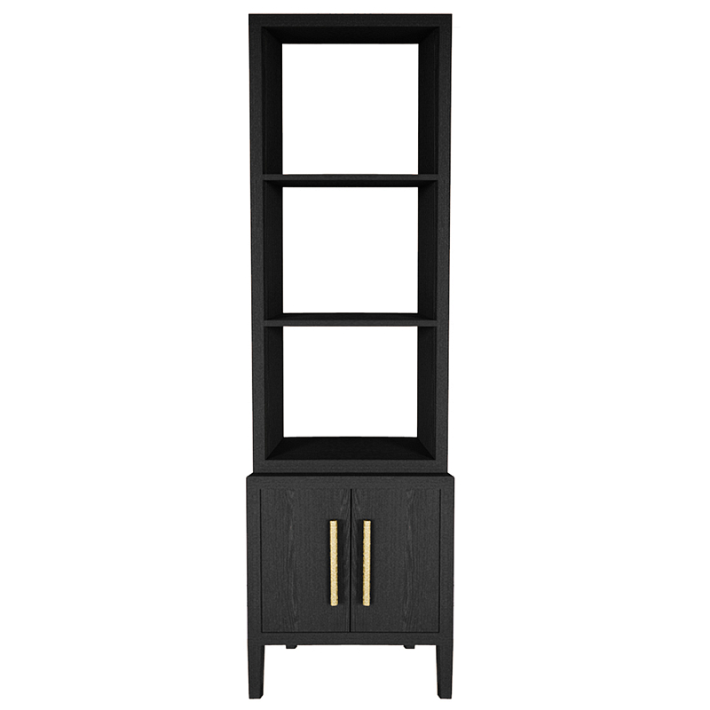 Этажерка Primo с тумбой шпон Черный дуб Черный Золотой в Екатеринбурге | Loft Concept 