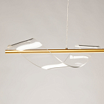 Люстра линейная золотистого цвета с двумя прозрачными волнистыми элементами Wave Line варинант исполнения - 4 | Loft Concept в Екатеринбурге