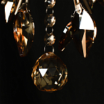 Люстра подвесная круглая с тканевым полупрозрачным абажуром и подвесками 4 лампы Gilded Elegance варинант исполнения - 7 | Loft Concept в Екатеринбурге