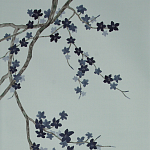 Обои ручная роспись Cherry Tree Original colourway on Adam Grey dyed silk варинант исполнения - 2 | Loft Concept в Екатеринбурге