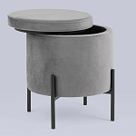 Серый пуф на черных ножках SANJAY варинант исполнения - 2 | Loft Concept в Екатеринбурге