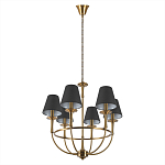 Люстра на металлическом основании бронзового цвета с 6-ю черными конусовидными абажурами Dignity варинант исполнения - 4 | Loft Concept в Екатеринбурге