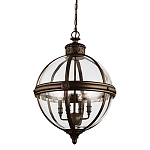 Подвесной светильник бронзового цвета с прозрачным стеклянным плафоном в форме шара в индустриальном стиле на цепи 4 лампы Feiss варинант исполнения - 1 | Loft Concept в Екатеринбурге