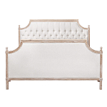 Кровать двуспальная светло-бежевая с основанием из массива дуба с мягким изголовьем Flax Beds варинант исполнения - 1 | Loft Concept в Екатеринбурге