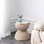 Дизайнерский журнальный стол фактурный с круглой белой столешницей Luler варинант исполнения - 1 | Loft Concept в Екатеринбурге