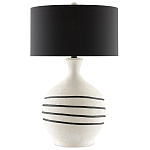 Настольная лампа фактурная с черными круговыми линиями на корпусе Recess варинант исполнения - 3 | Loft Concept в Екатеринбурге