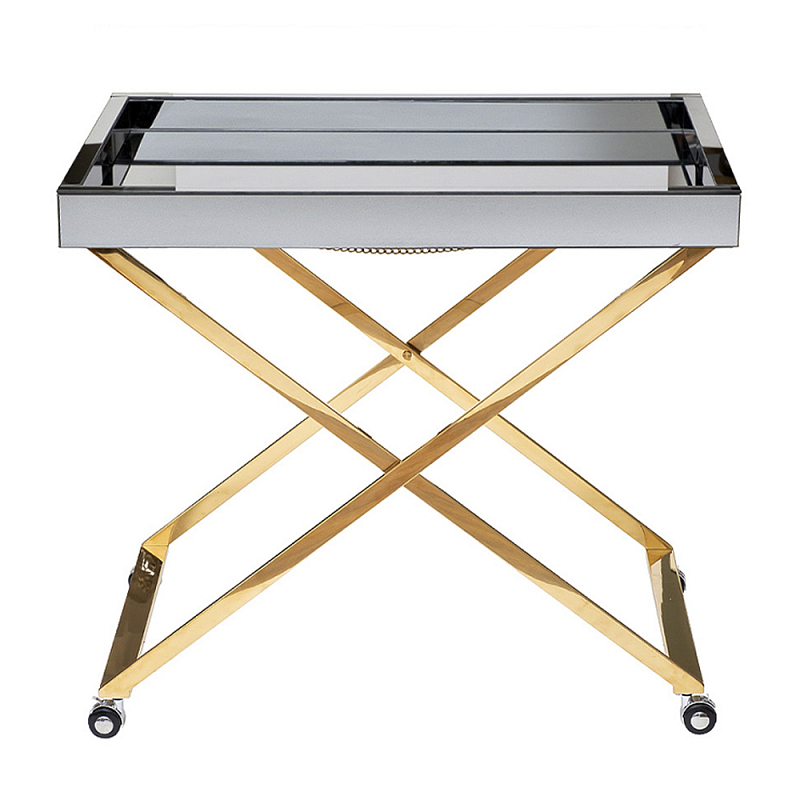 Стол сервировочный с зеркальной столешницей Splendid Serving Table Золотой Хром в Екатеринбурге | Loft Concept 