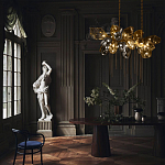 Люстра подвесная с 22-мя гранёными стеклянными плафонами с вертикальными подвесками Gilded Mirage  варинант исполнения - 9 | Loft Concept в Екатеринбурге