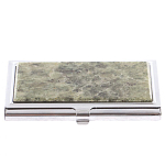 Визитница карманная металлическая с накладкой из натурального камня Апатит Stone Business Card Holders варинант исполнения - 1 | Loft Concept в Екатеринбурге