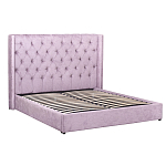 Кровать двуспальная фиолетовая с основанием из массива дерева с мягким изголовьем Velour Beds варинант исполнения - 1 | Loft Concept в Екатеринбурге