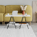 Стол журнальный с белой прямоугольной столешницей и полкой ESSEL WHITE варинант исполнения - 1 | Loft Concept в Екатеринбурге